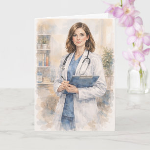 Carte Amusante femme médecin aquarelle Ezéchiel 25-17