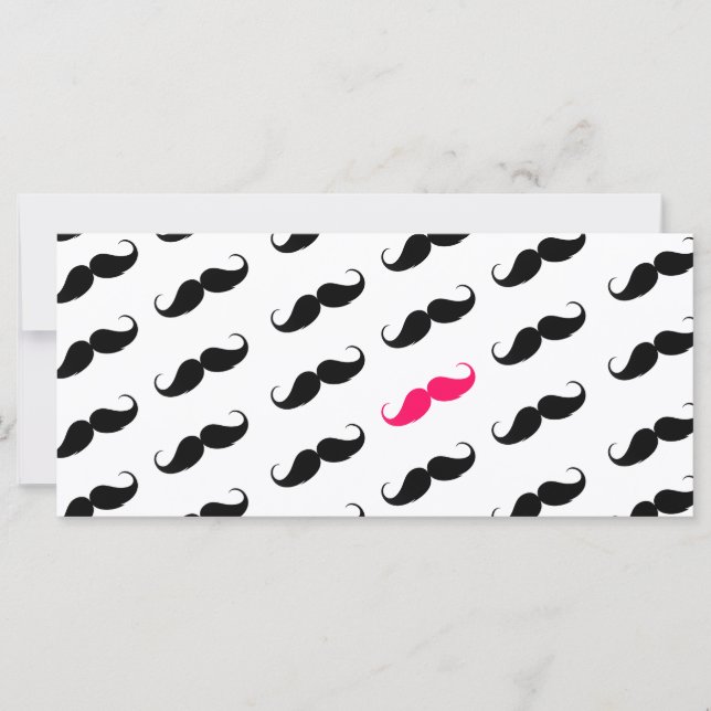 Carte Amusante Fille Rose Et Noir Motif Mustache (Devant)