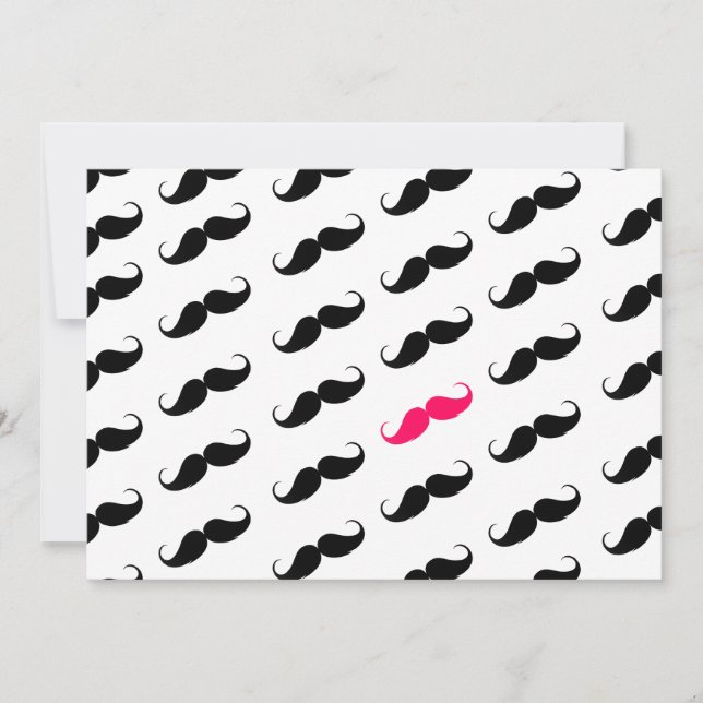 Carte Amusante Fille Rose Et Noir Motif Mustache (Devant)