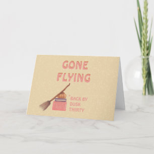 Carte Amusante jolie sorcière Humour volant Halloween