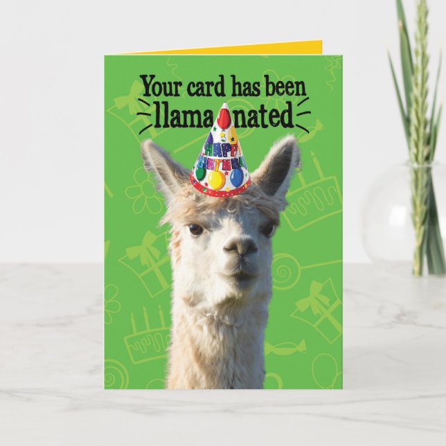 Carte Amusante Llama Avec Casquette De Fête - Anniversai (Devant)