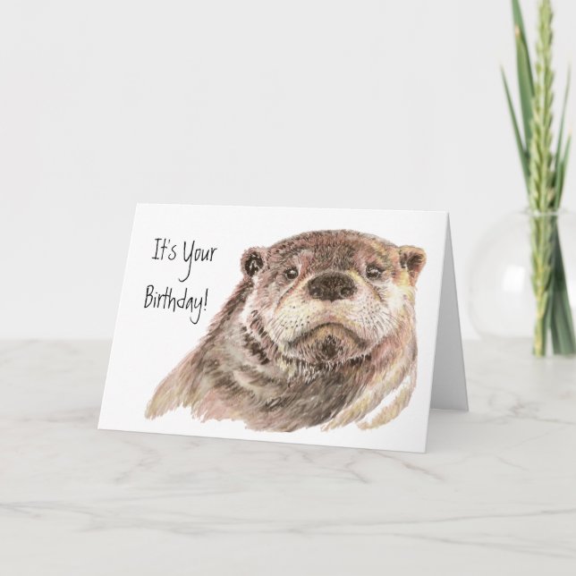 Carte Amusants Anniversaire Cute Otter Nature, Faune (Devant)