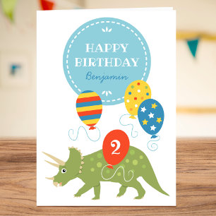 Carte Amusants Ballons d'Anniversaire Dinosaur Nom perso