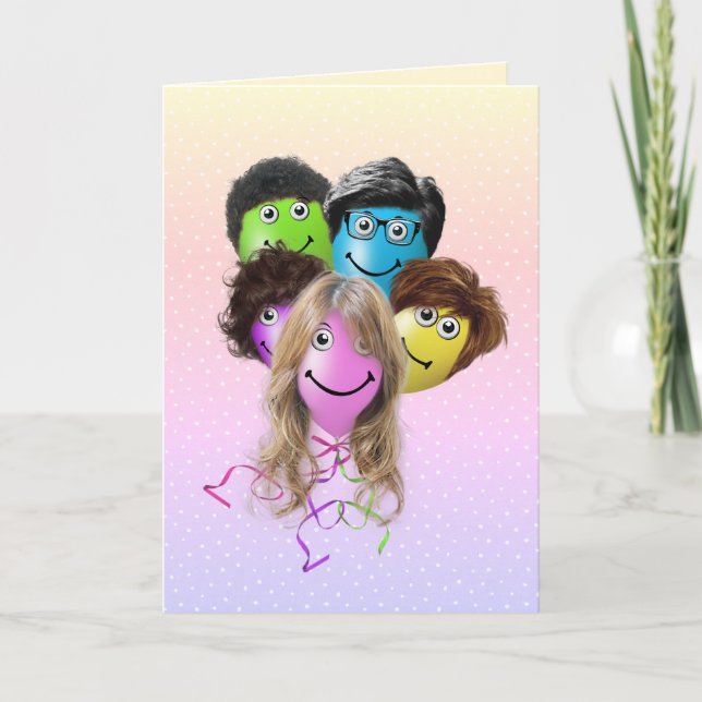 Carte Amusants gens Anniversaire Balloons (Devant)