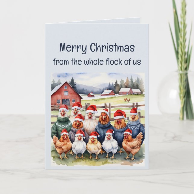 Carte Amusants groupes de poulets de nous Noël (Devant)