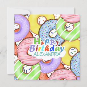 Carte Amusants Pastel Donuts colorés Anniversaire