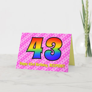 Carte Amusants Pink Stripes, Coeurs, Arc-en-ciel # 43e a
