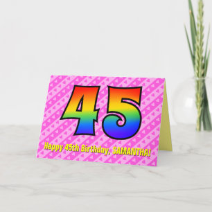 Carte Amusants Pink Stripes, Coeurs, Arc-en-ciel # 45e a