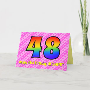 Carte Amusants Pink Stripes, Coeurs, Arc-en-ciel # 48e a