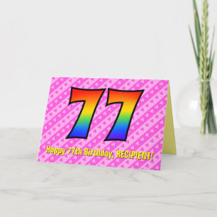 Carte Amusants Pink Stripes, Coeurs, Arc-en-ciel # 77th 