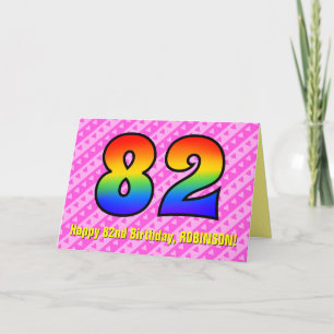 Carte Amusants Pink Stripes, Coeurs, Arc-en-ciel # 82e a