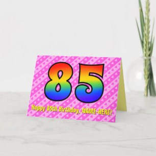 Carte Amusants Pink Stripes, Coeurs, Arc-en-ciel # 85e a
