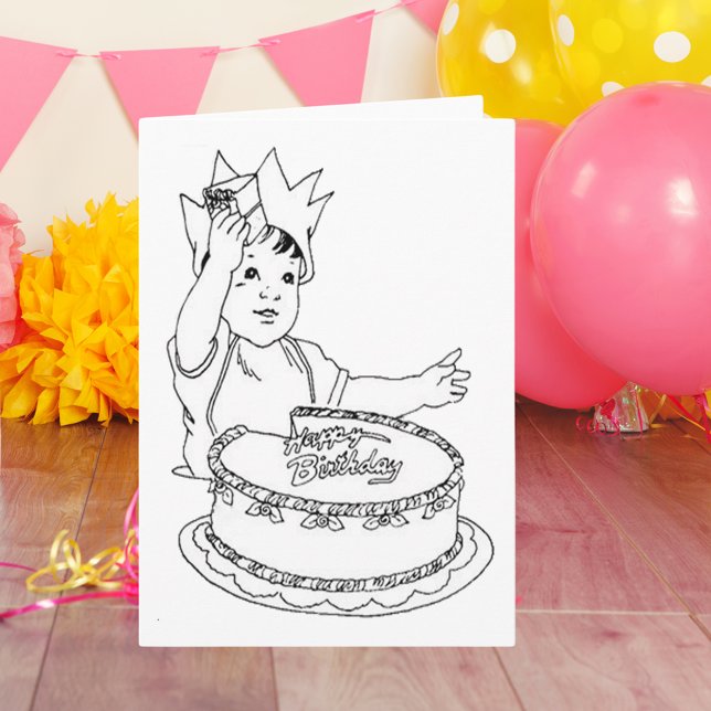 Carte Amusants pour enfants do-it-yourself couleur dans  (Happy Birthday Toddler Card)