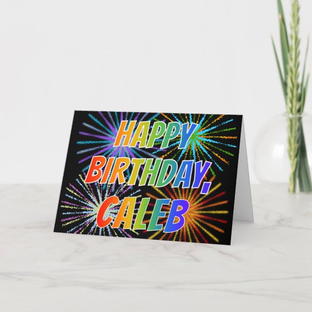 Carte Amusement "JOYEUX ANNIVERSAIRE " du prénom "CALEB" (Devant)