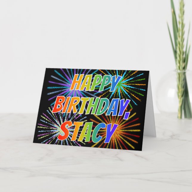 Carte Amusement "JOYEUX ANNIVERSAIRE " du prénom "STACY" (Devant)