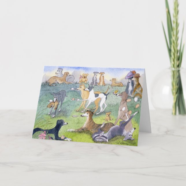 Carte Amusement mince d'oeufs et de cuillère de chien ! (Devant)