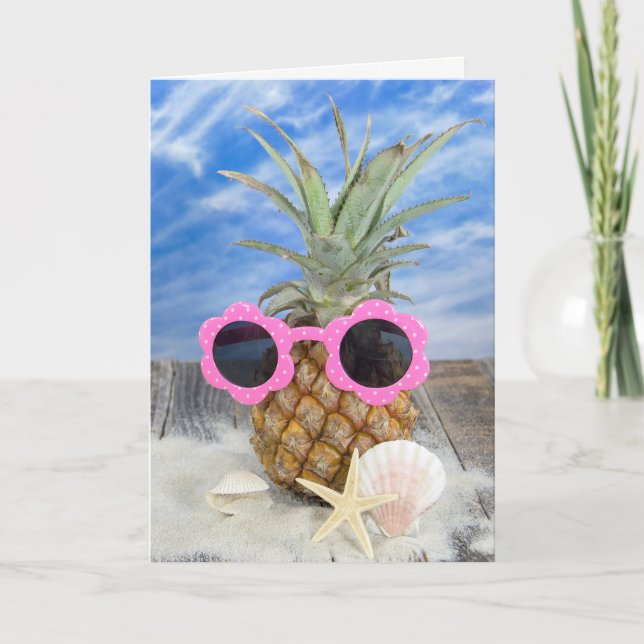Carte ananas d'anniversaire avec lunettes de soleil (Devant)