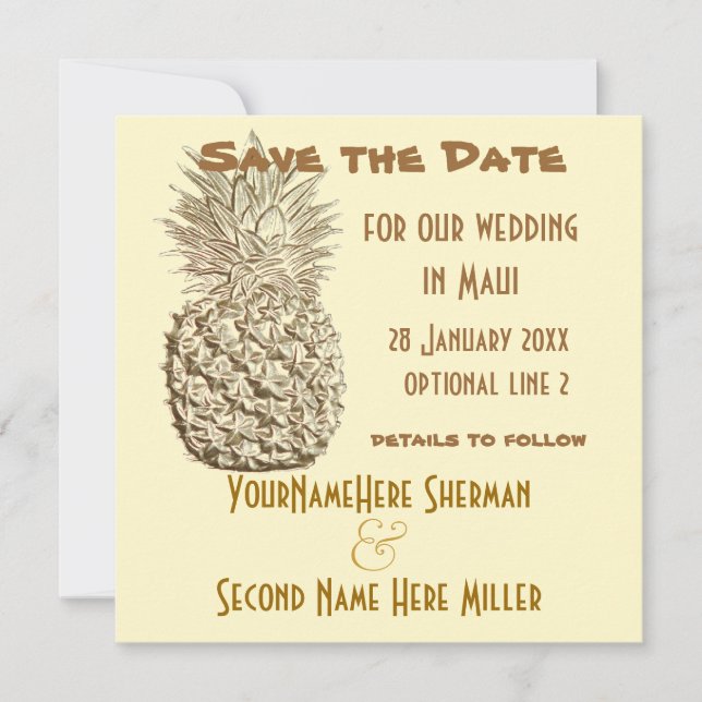 Carte Ananas Enregistrer le Mariage de date (Devant)