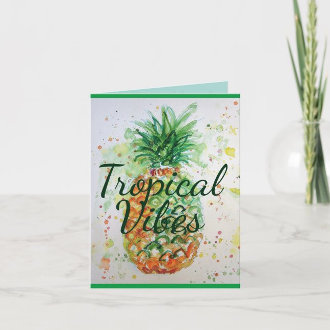 Carte Ananas Fruit Alimentation Vibes Tropical Orange Li (Devant)