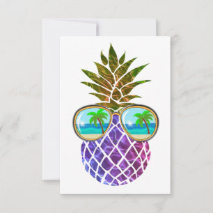 Carte Ananas tropical drôle avec lunettes de soleil