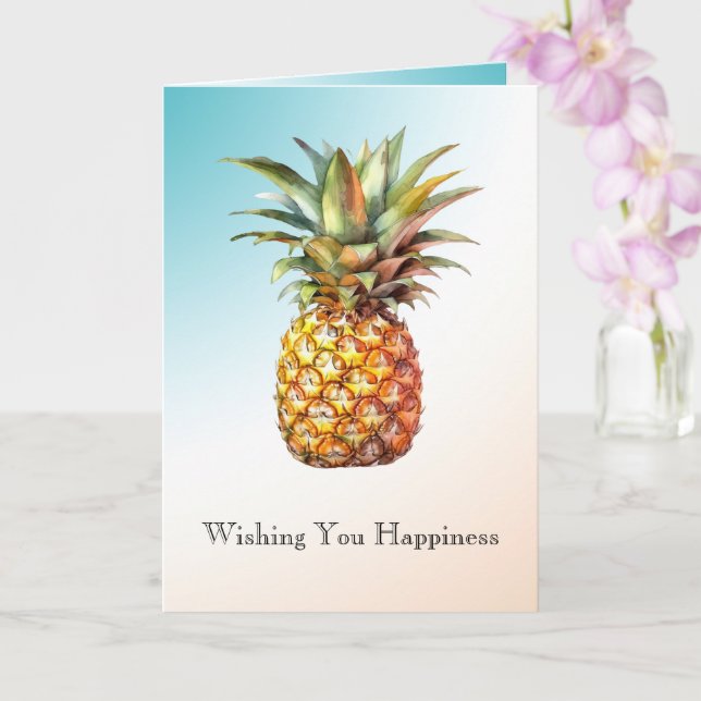 Carte Ananas Tropical Happy Cream Aqua (Orchidée)