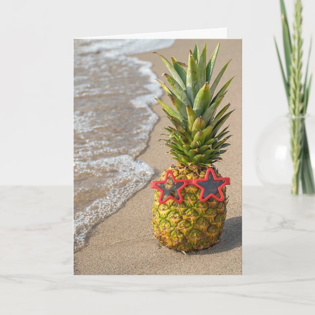 Carte ananas tropical sur la plage (Devant)