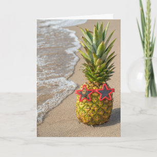 Carte ananas tropical sur la plage