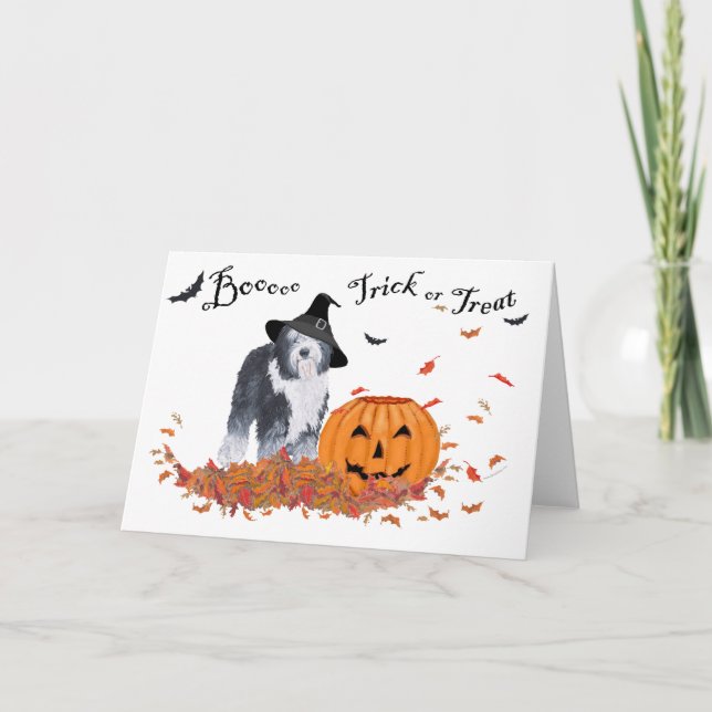 Carte Ancien chien de berger anglais Halloween (Devant)