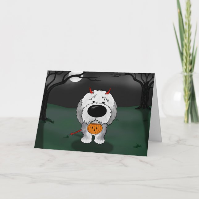 Carte Ancien chien de berger anglais Halloween (Devant)