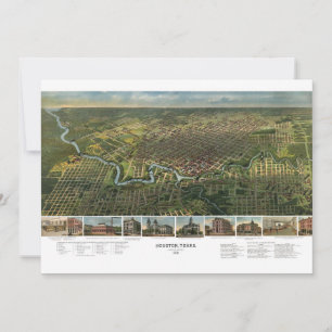 Carte ancienne de Houston, Texas avec la rivière B