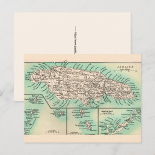 Carte ancienne de la Jamaïque sur carte postale