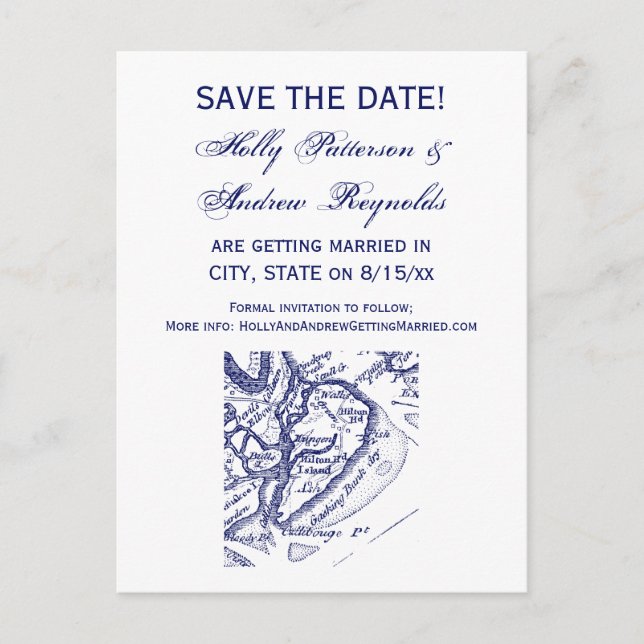 Carte ancienne de l'île Hilton Head SC Bleu marine (Devant)