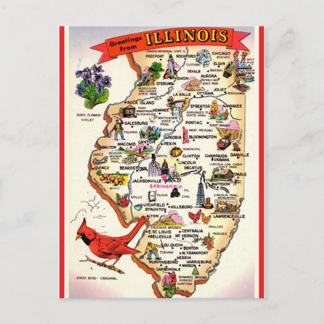 Carte ancienne de l'Illinois (Devant)