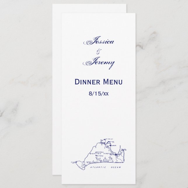 Carte ancienne de Martha's Vineyard #1 Bleu marine (Devant / Derrière)