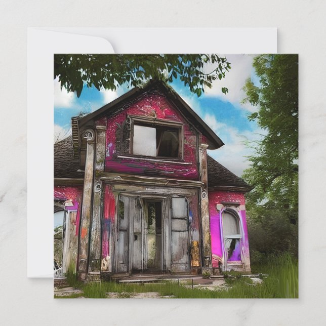 Carte Ancienne maison de grange abandonnée près de la fo (Devant)