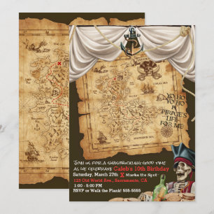 Carte Ancienne Trésor Bateau Pirate Fête d'Anniver