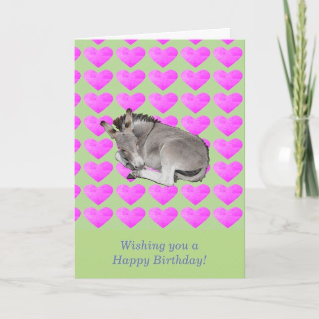 Carte Âne mignon au coeur rose (Devant)