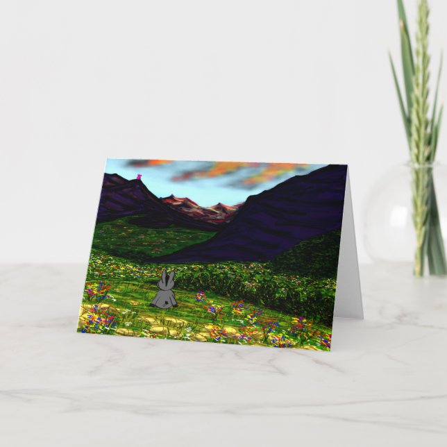 Carte âne regardant les montagnes (Devant)