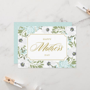 Carte Anémones Bleu Floral Bonne fête des mères