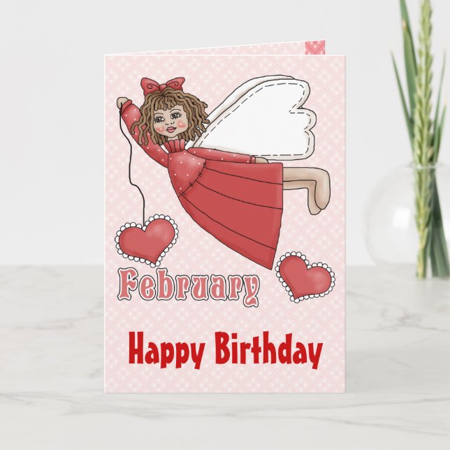 Carte Ange d'anniversaire de février (Devant)