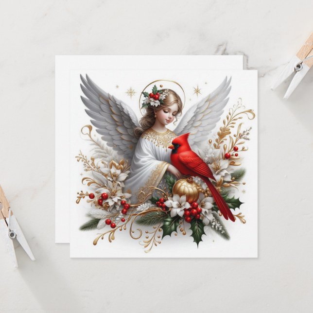 Carte Ange de Noël (Devant/Arrière en situation)