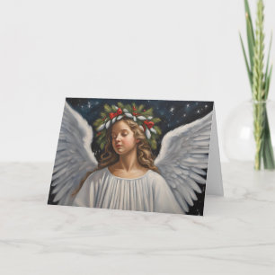 Carte Ange de Noël avec belle couronne