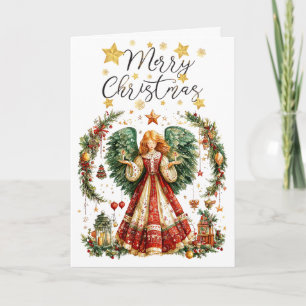 Carte Ange de Noël avec bougies allumées Noël