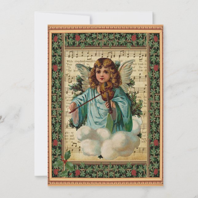 Carte Ange de Noël avec Violon (Devant)