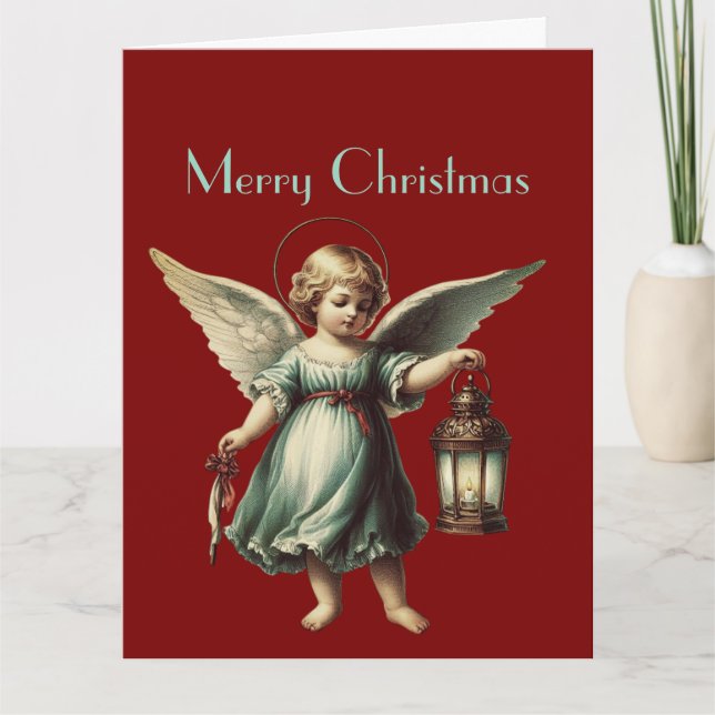 Carte Ange de Noël et lanterne (Devant)