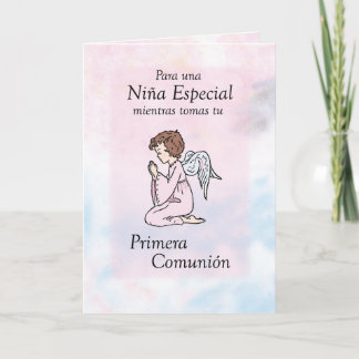 Carte Ange de prière de communion de fille premier,