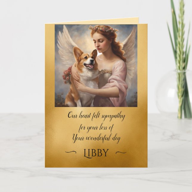 Carte ange doré Sympathie pour Corgi perdu (Devant)