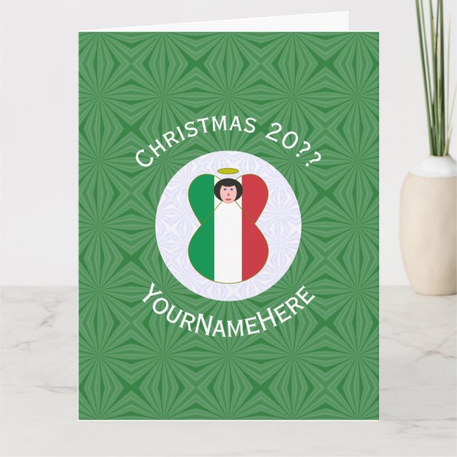 Carte Ange drapeau italien Noël personnalisé (Devant)
