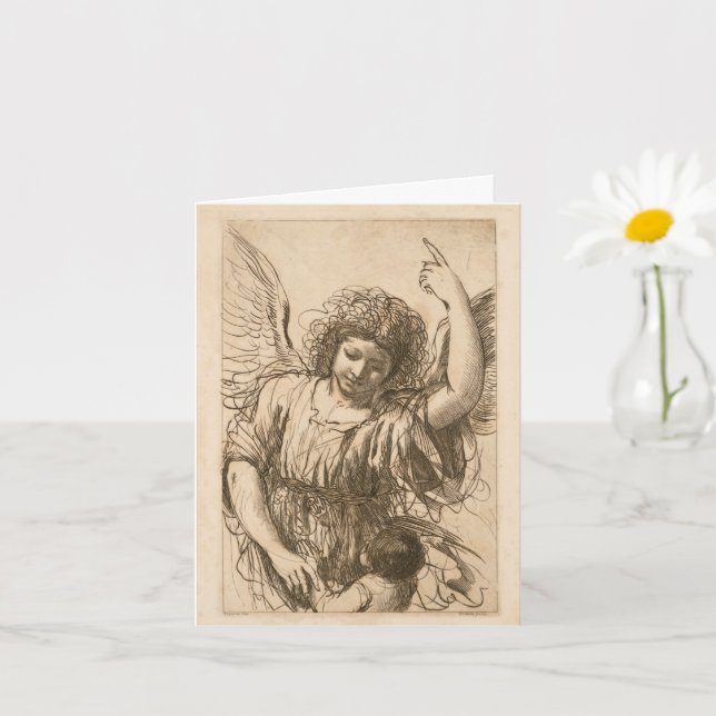Carte Ange et enfant (Guercino) (Petite plante)