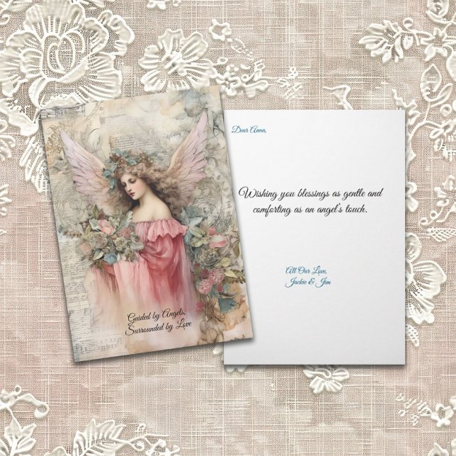 Carte Ange et Roses Ange de style vintage (Créateur téléchargé)